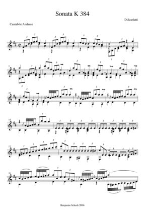 Von Benjamin Scheck transkribierte Scarlatti-Sonate (Aussschnitt)